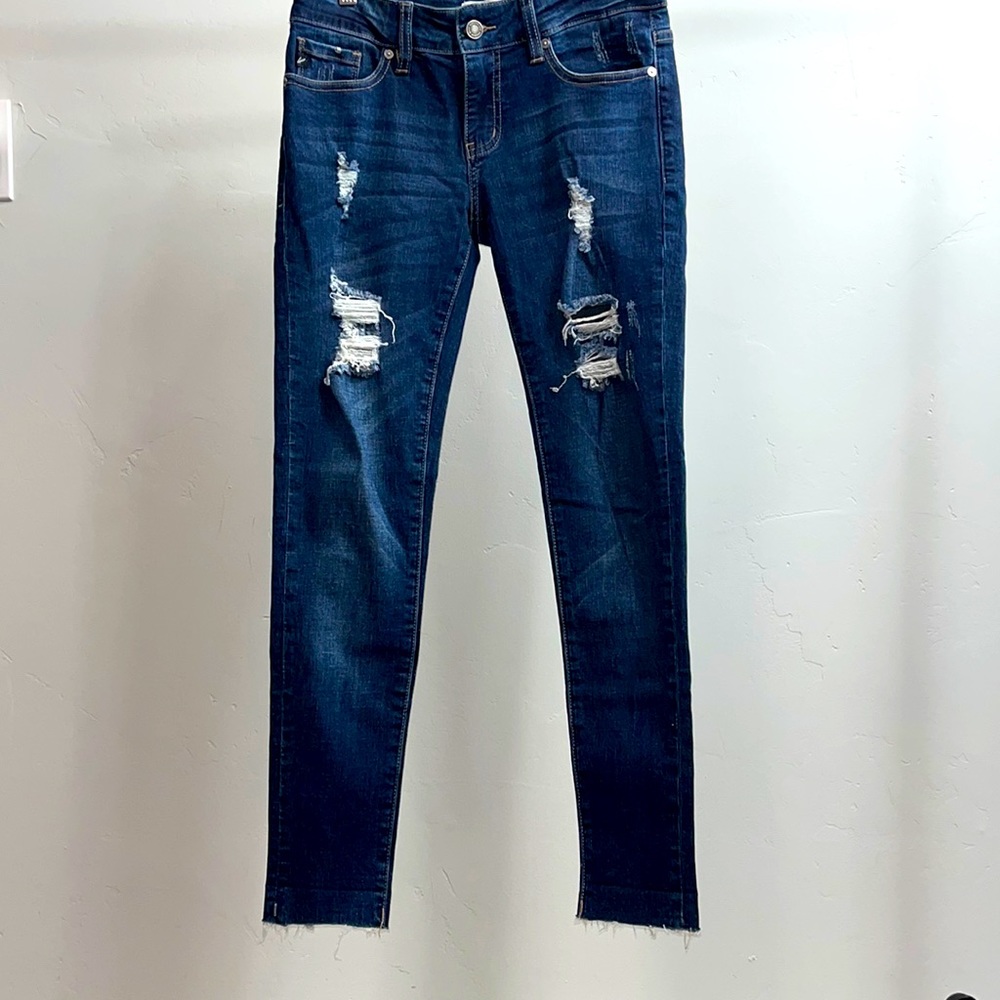 KanCan Dark Wash Distressed Skinny Jeans